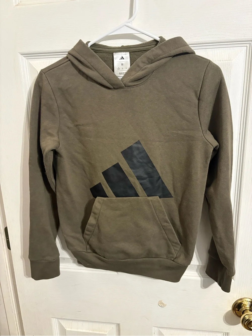 adidas Kids Olive Green Hooded Sweatshirt